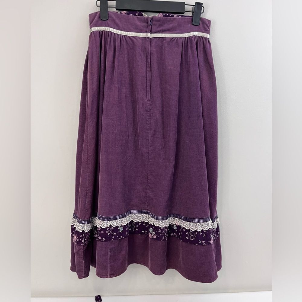 Vintage 1970s Gunne Sax Floral Cotton Peasant Skirt/Vest Jessica McClintock 11 - Picture 7 of 10